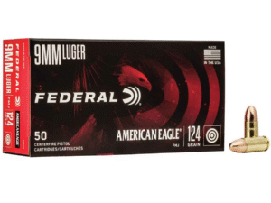 Federal American Eagle 9mm 124 grain FMJ 50 round box