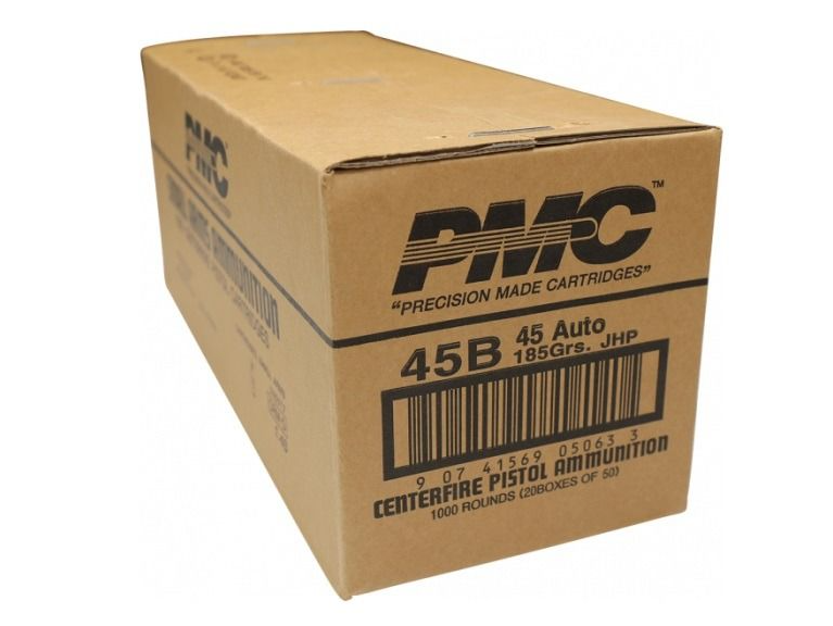 PMC .45 ACP 185 grain JHP 1000 round bulk case