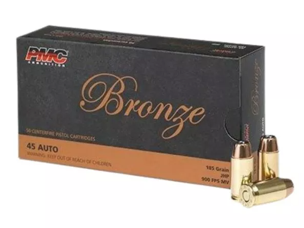 PMC .45 ACP 185 grain JHP 50 round box
