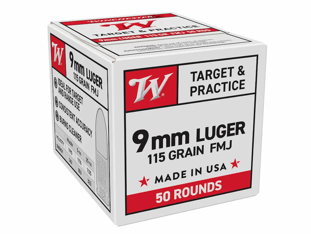 Winchester USA 9mm Luger 115gr FMJ — 50rd Box